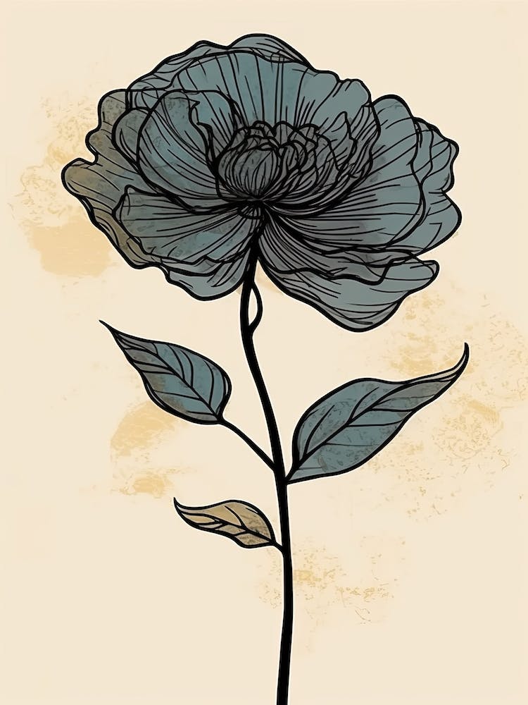 Line Art Marigold Flowers Illustration Neutral 6