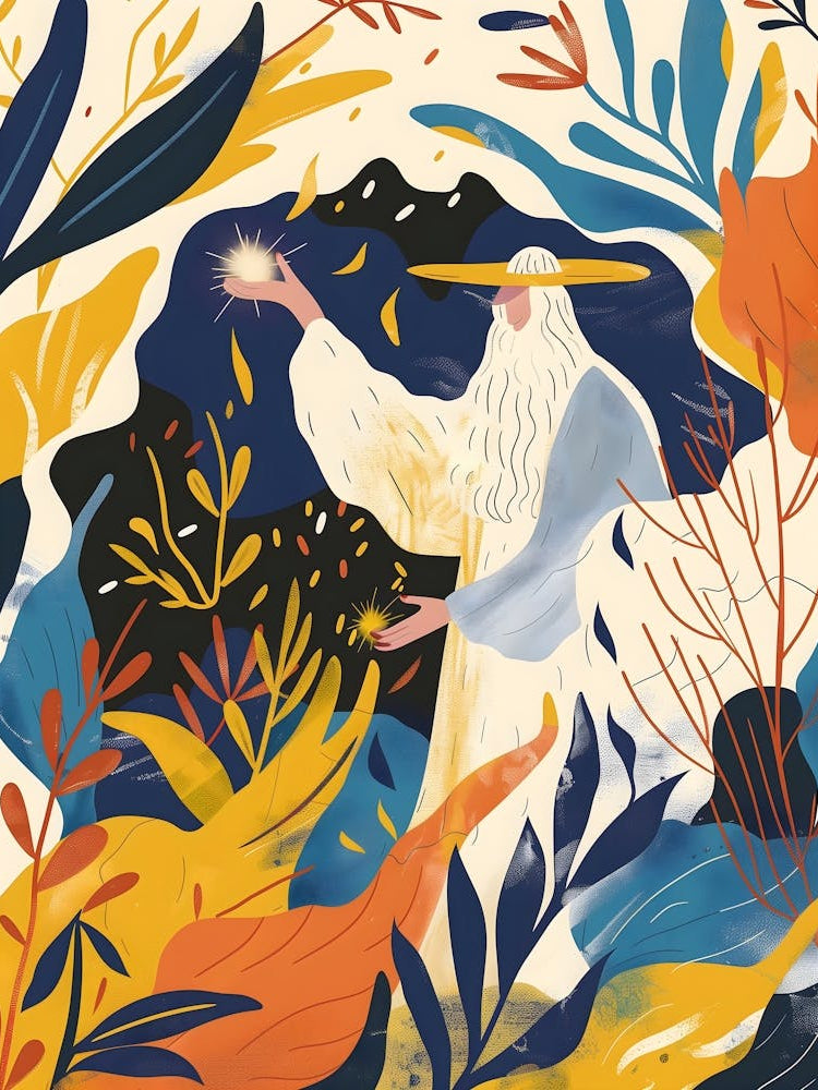 Matisse Inspired,Wizard In The Forest, Fauvism Style