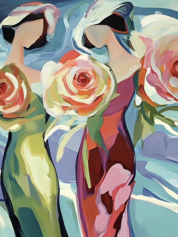 Two Women With Roses 1