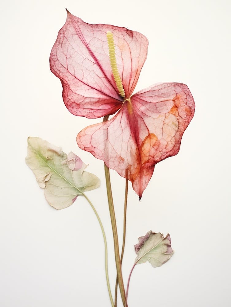 Botanische Pressblumenkunst Flamingoblume 1