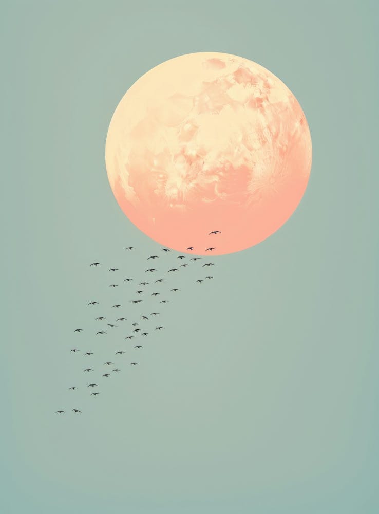 Full Moon With Birds