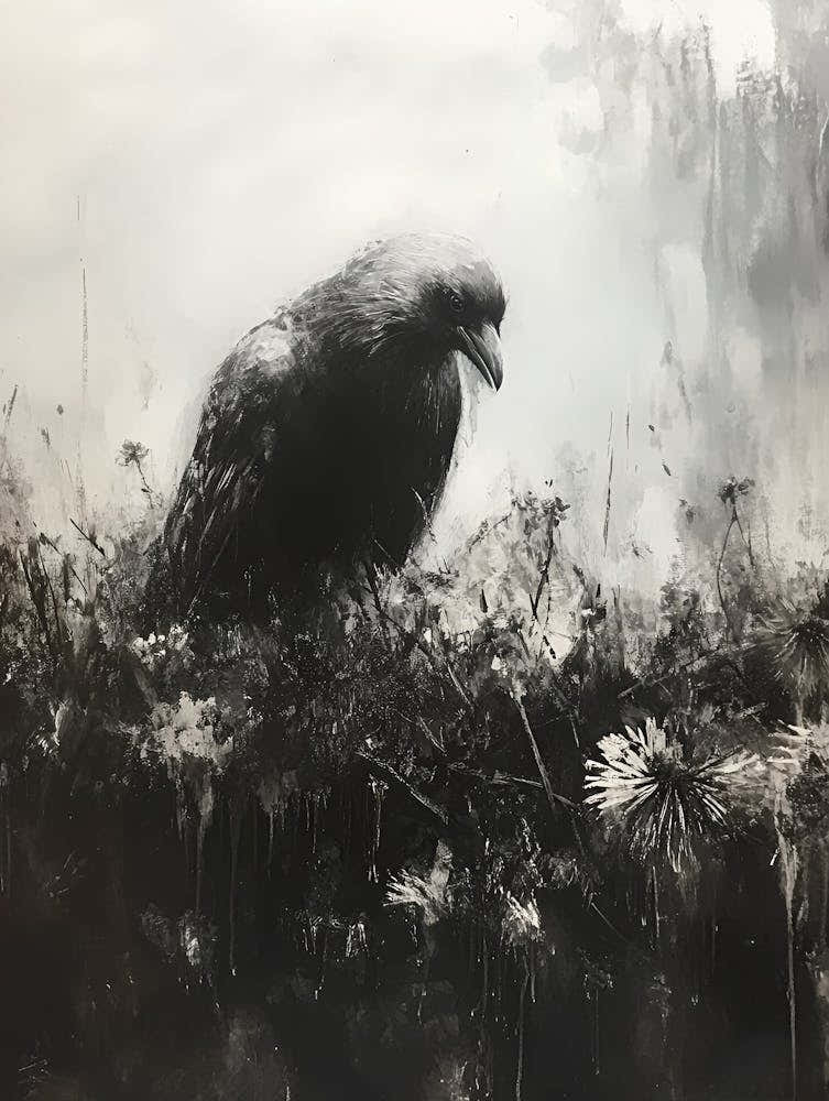 Crow black and white