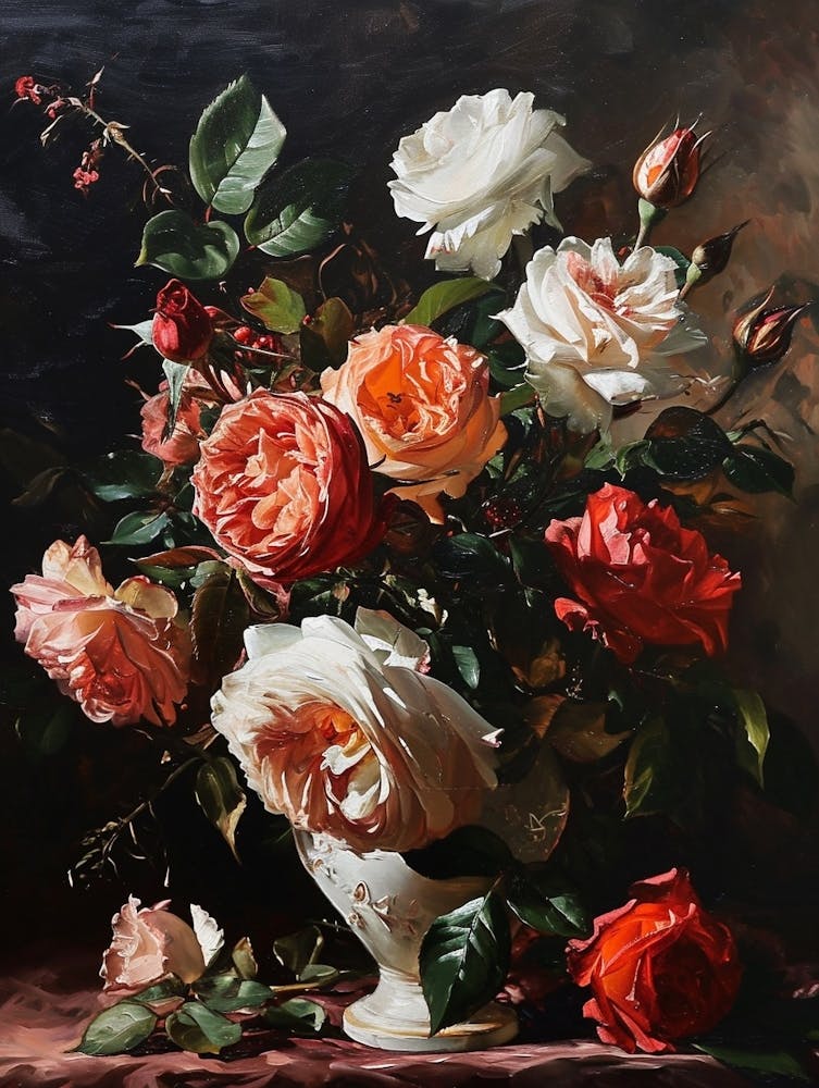 Barockes Blumenstillleben Rose 10