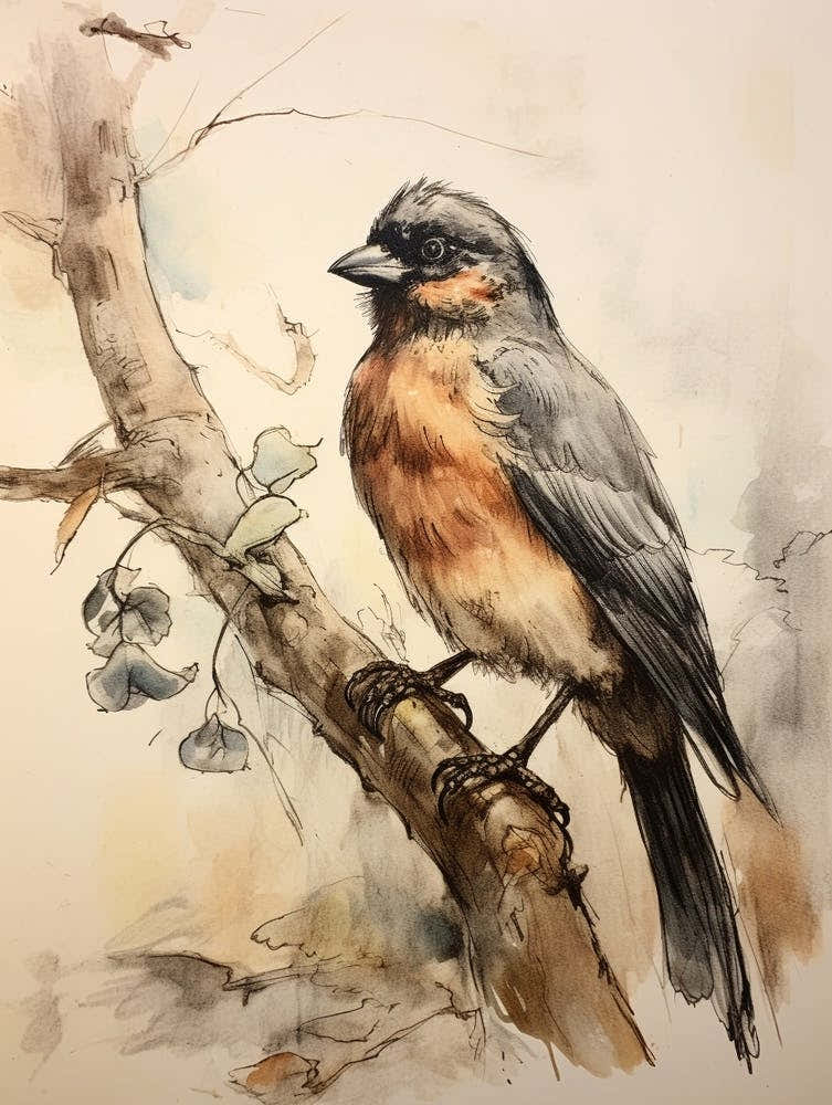 Storybook Animal Watercolour Raven 2