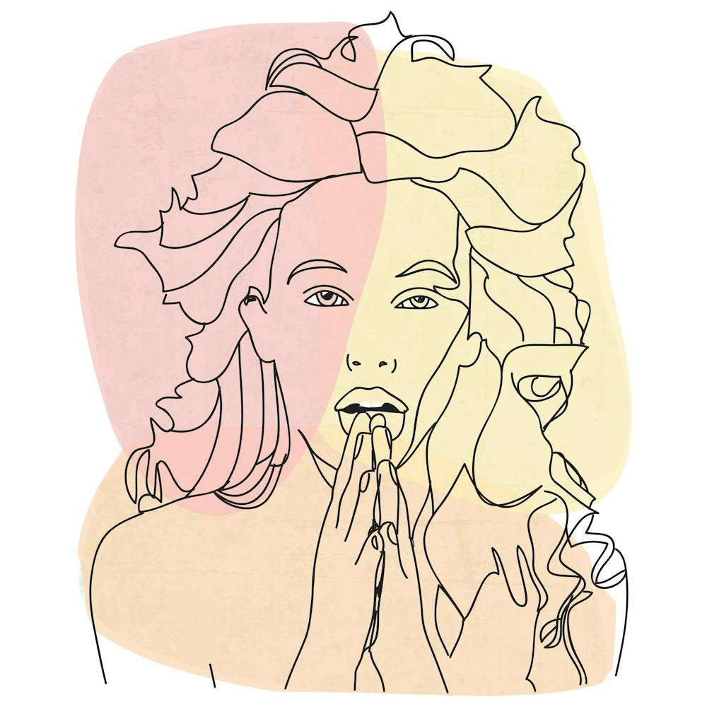 Pray And Love line art Woman'S Face