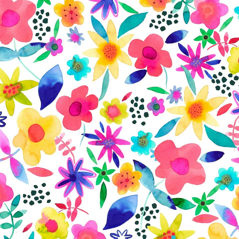 Summer Colorful Naive Floral Square