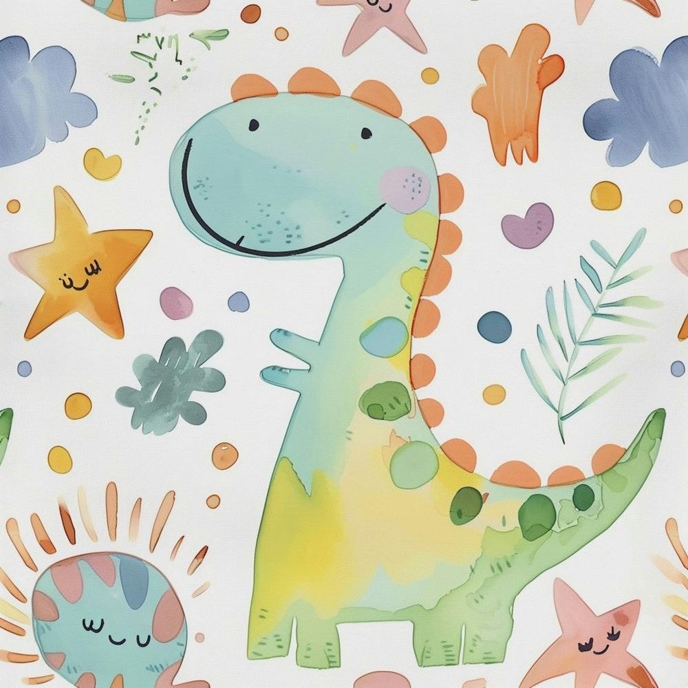 Starry Dinosaur Muted Pastels Pattern 2