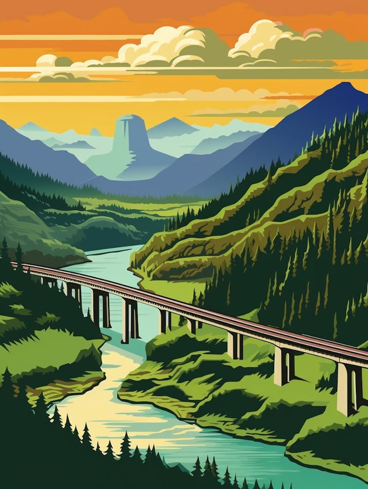 Columbia River Washington Retro Pop Art 1