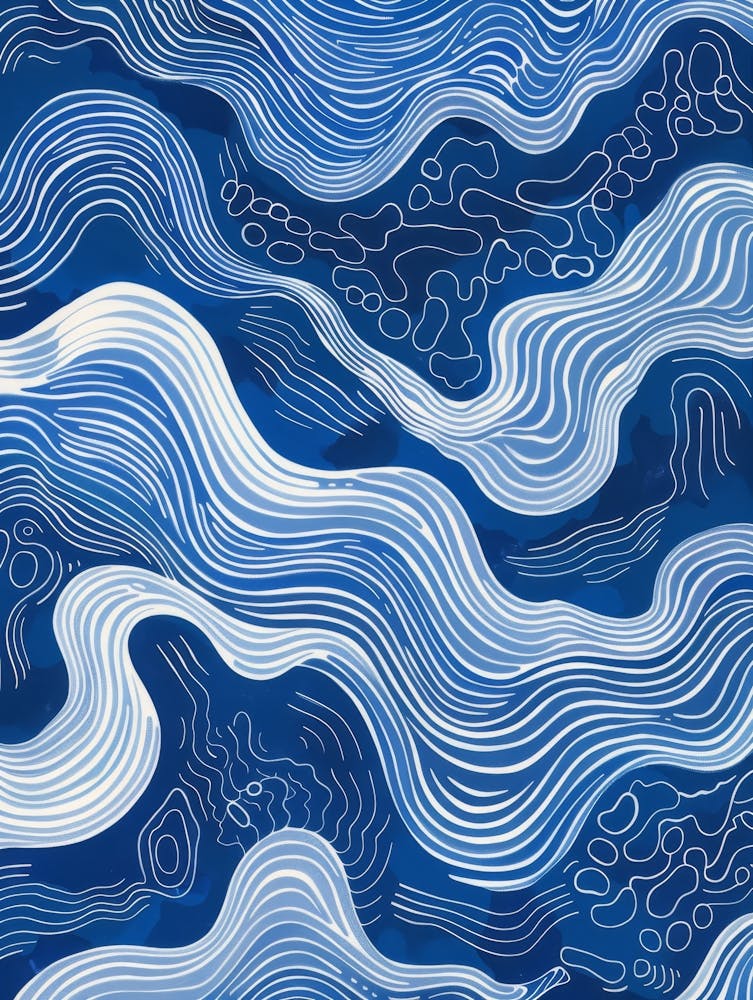 Blue And White Waves 1