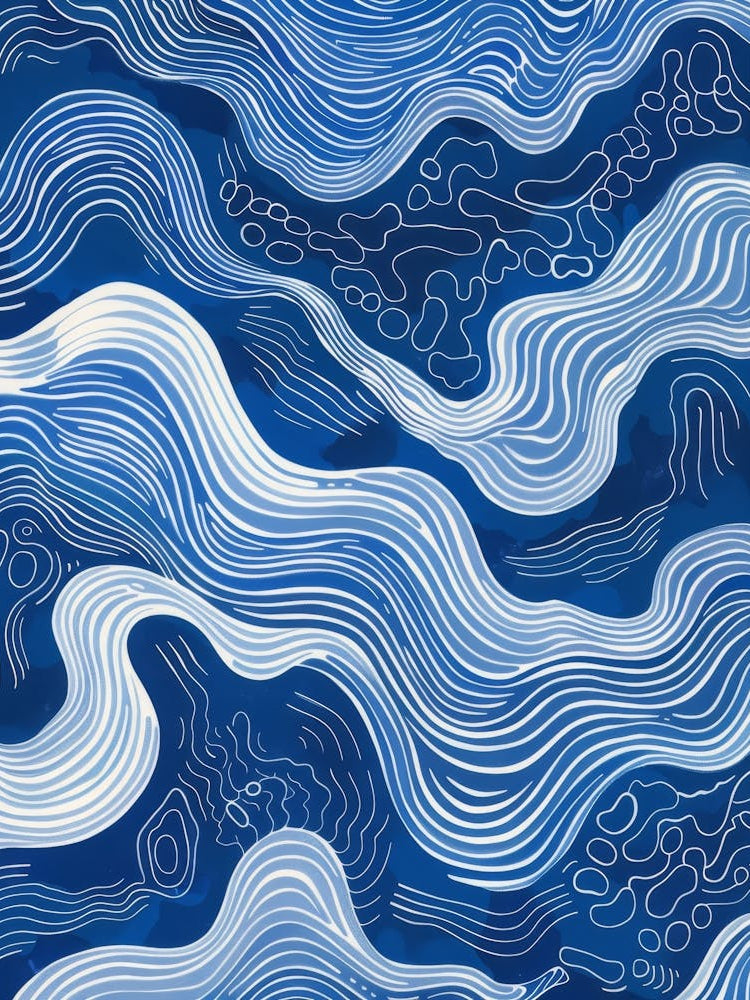 Blue And White Waves 1