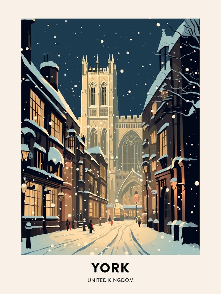 Winter Night  Travel Poster York United Kingdom 1