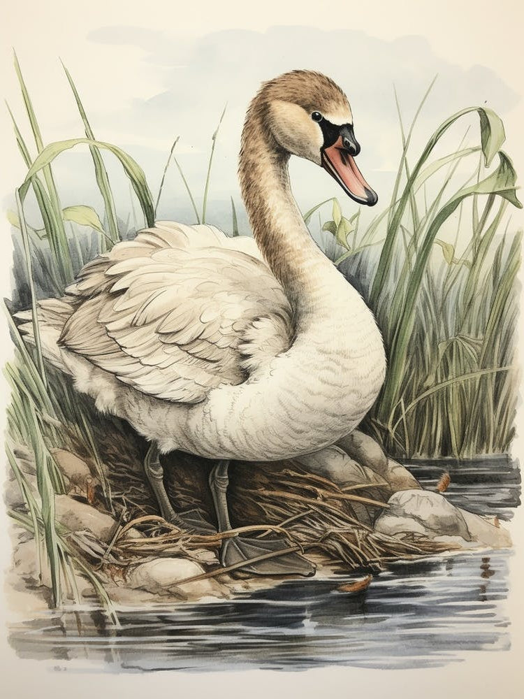 Storybook Animal Watercolour Swan 3