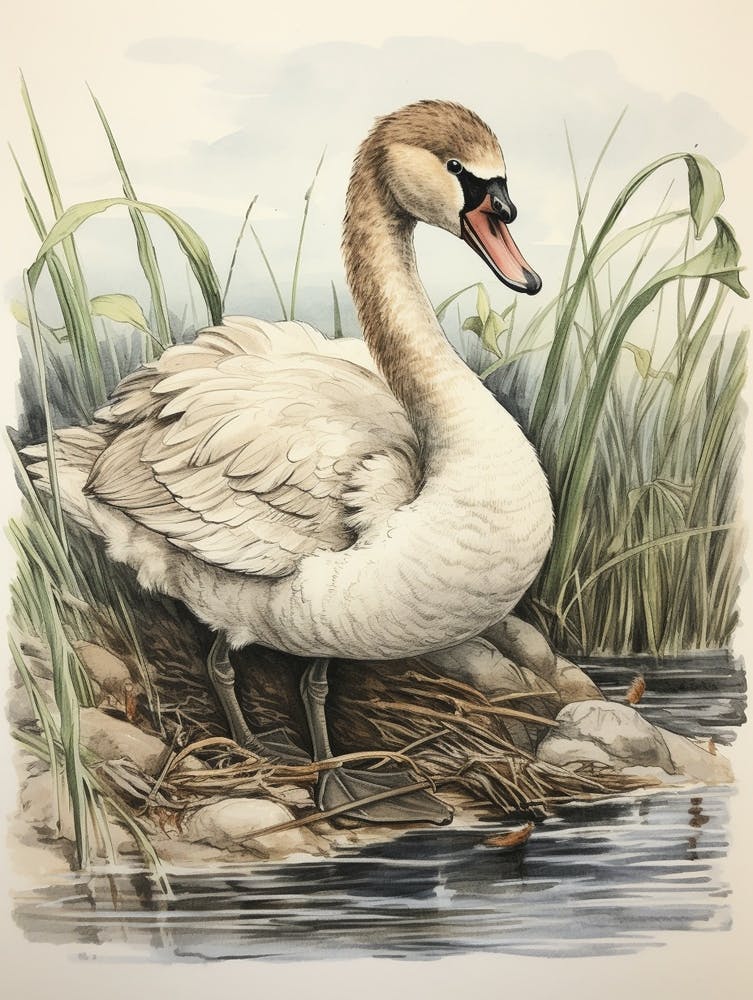 Storybook Animal Watercolour Swan 3