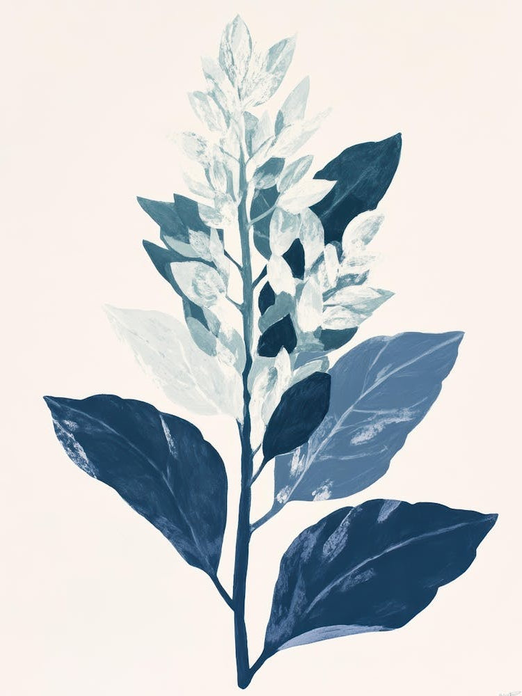 Blue And White Print