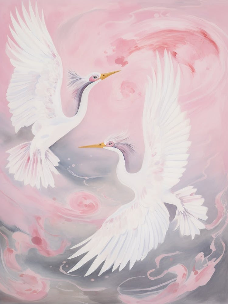 Pink Ethereal Bird Painting Grebe 1