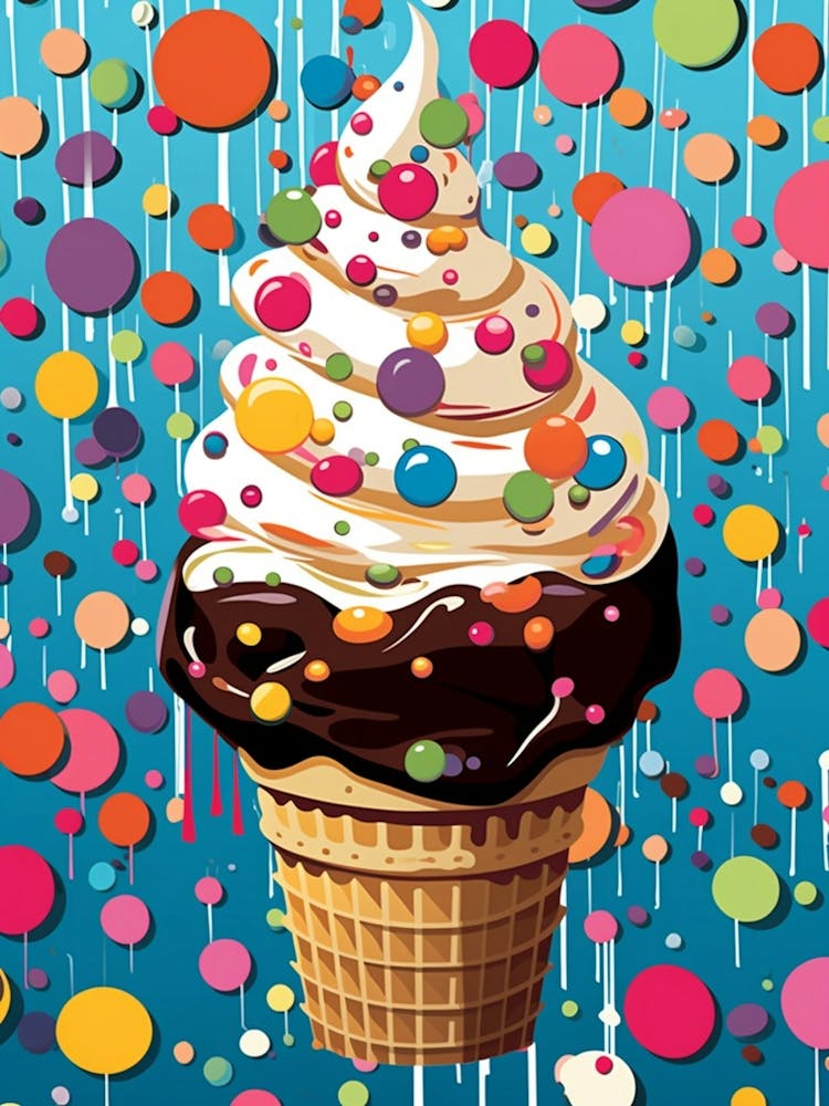 Ice Cream Sunday Rainbow Dots 3
