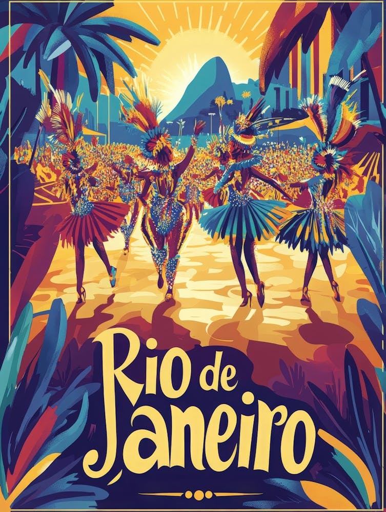 Aihrgdesign Ein von den 1970er Jahren inspiriertes Reiseposter für Rio de Janeiro 2