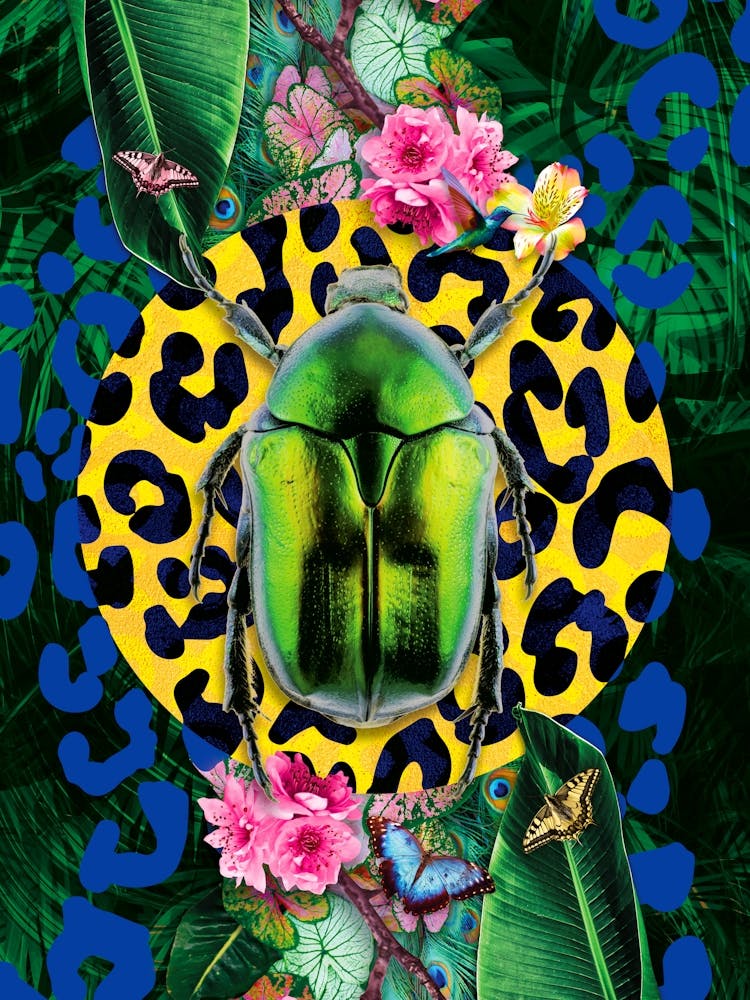 Insect Scarab Beetle Leopard Print Blue