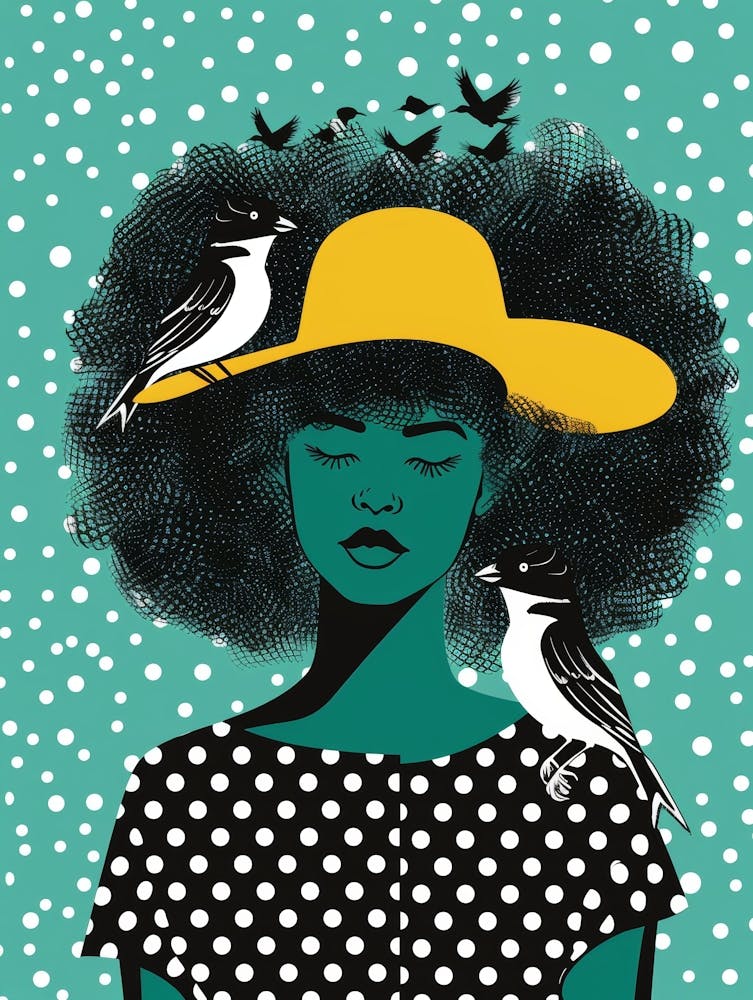 Afro Girl With Birds