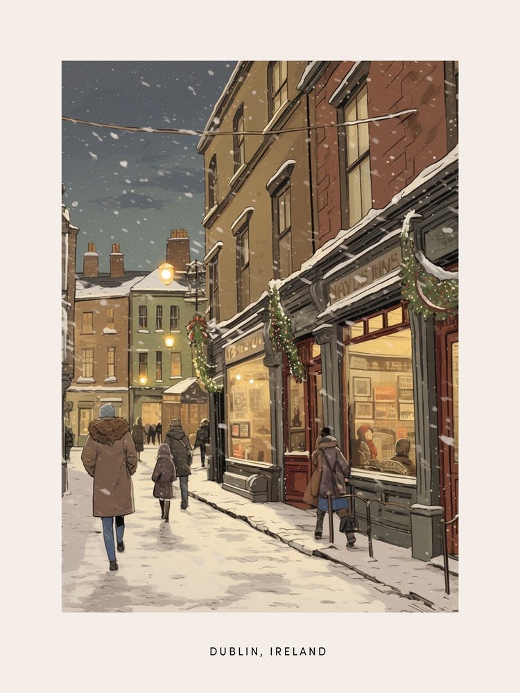 Vintage Winterposter Dublin Irland 1