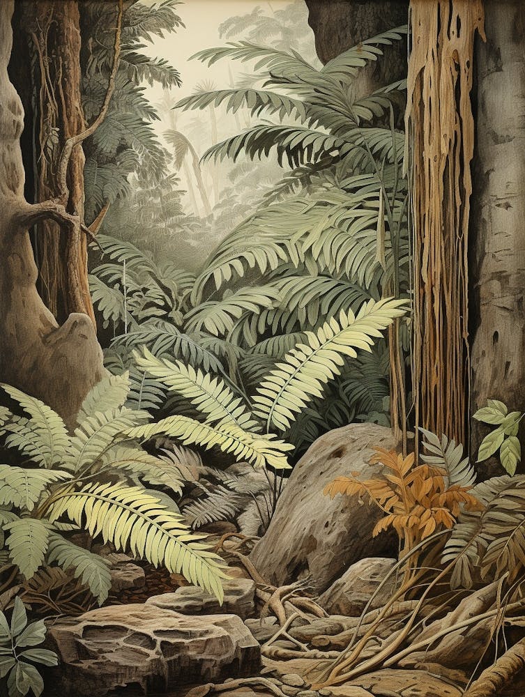 Vintage Jungle Botanical Illustration Jungle Fern 2