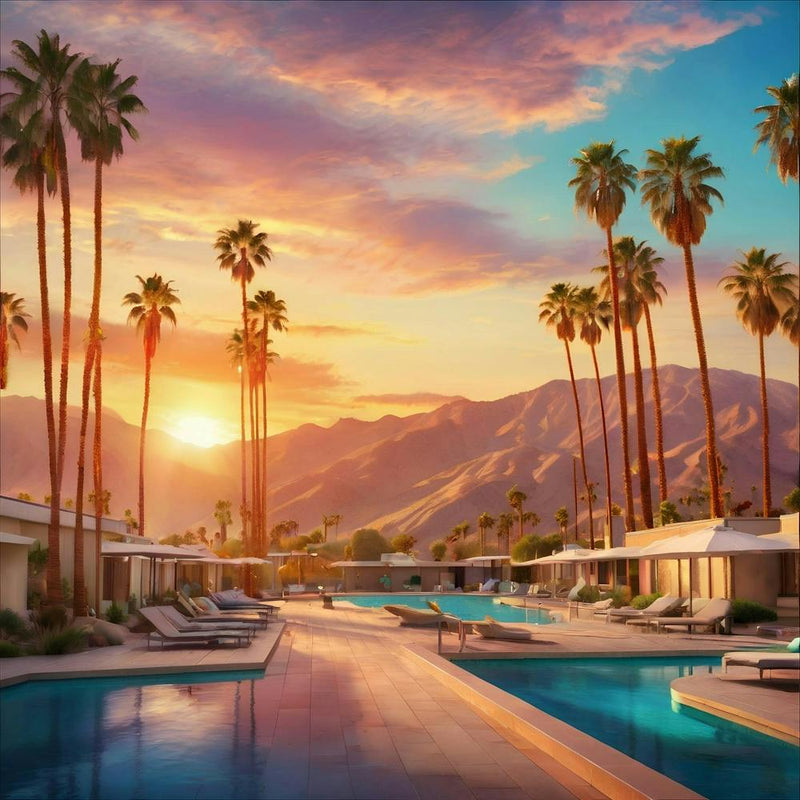 Palm Springs Resort Bei Sonnenuntergang