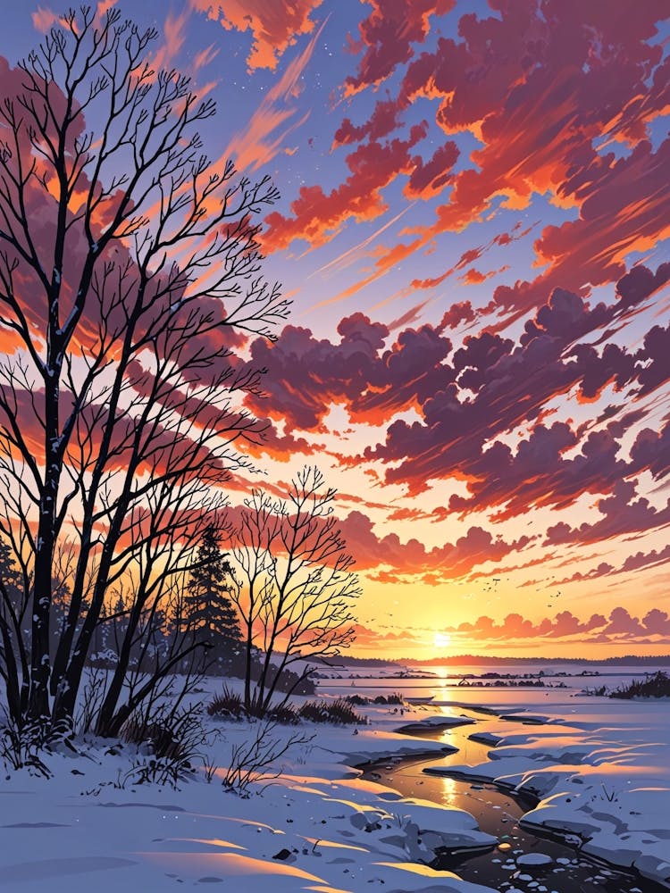 Sonnenuntergang im Schnee