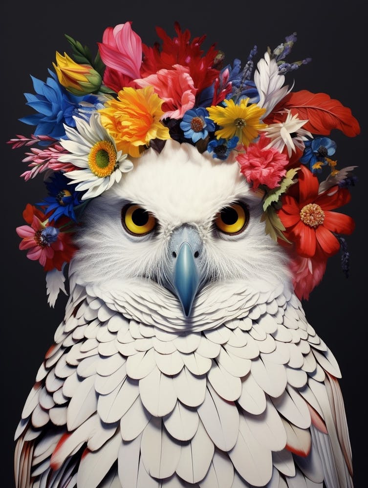 Bird With A Flower Crown Snowy Owl 1