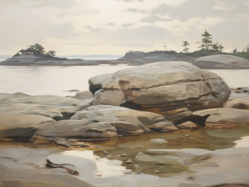 Rochers sur le Rivage Peinture à l'Huile