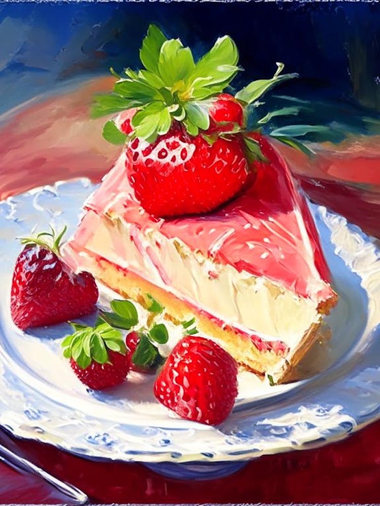 Strawberry Cheesecake, Dessert, Food Impressionism Cezanne