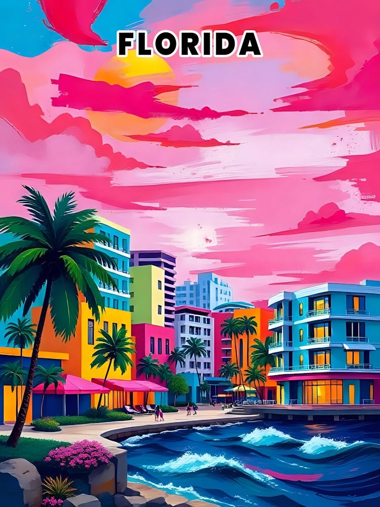 Florida Lebhaftes Vintage Reise-Poster 8