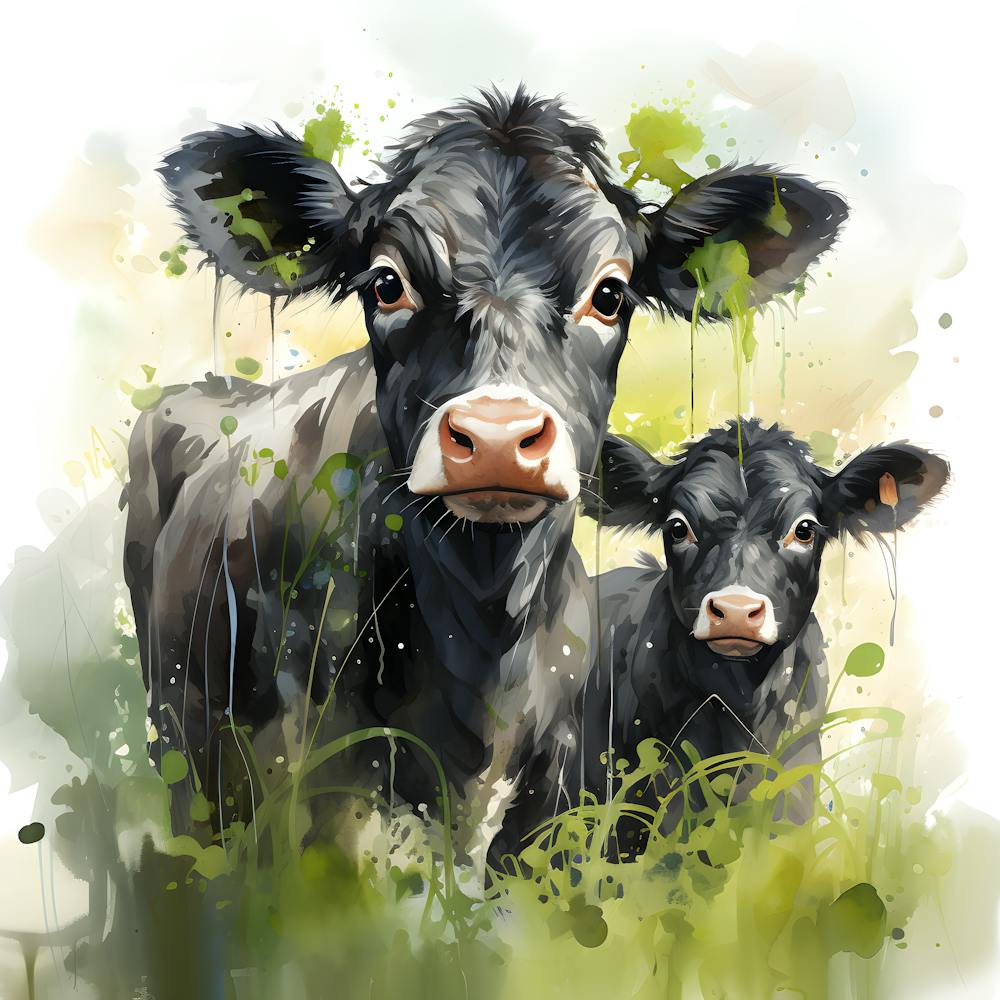 Watercolor Whimsy Cow Portrait