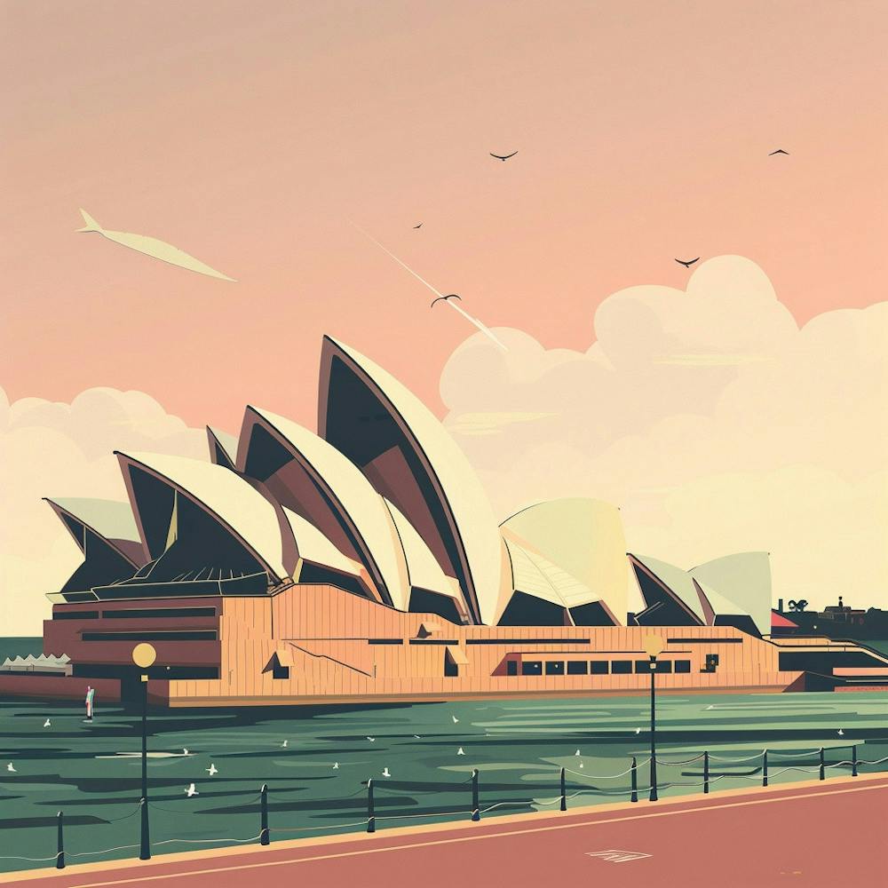 A Sydney Opera House In Sydney Lofi Illustration 1719930042 4