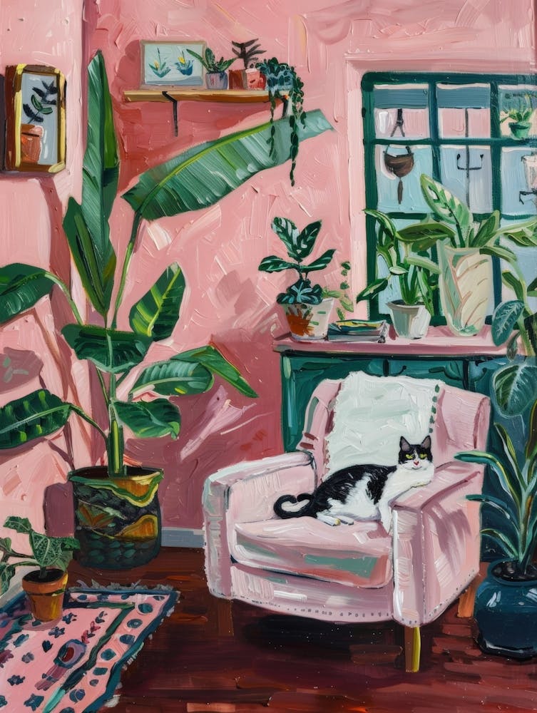 Cat In Pink Chair 4