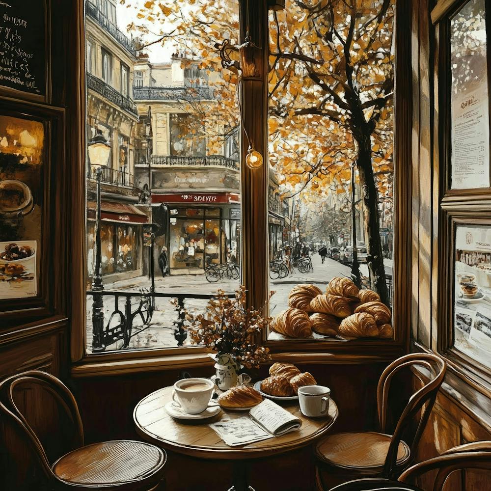 1anamulhaqueanik A Cozy Caf With Croissants Coffee And Newspaper Cf2be254 Ade9 4fae B8f3 6ff485aff1fd Topaz Upscale 2x