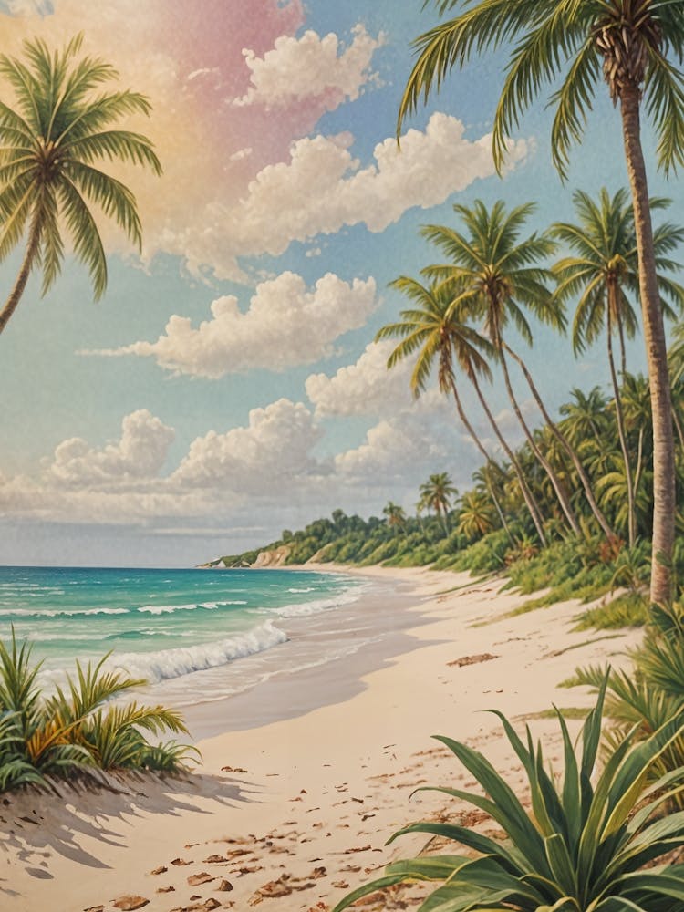 Palm Trees On The Romantic Beach