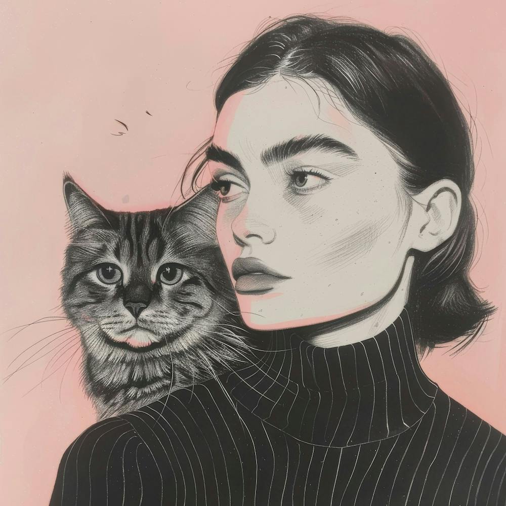 Portrait Of A Woman With A Cat