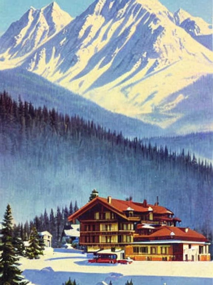 Le Grand Bornand, France Ski Resort Vintage Landscape 1 Skiing Poster