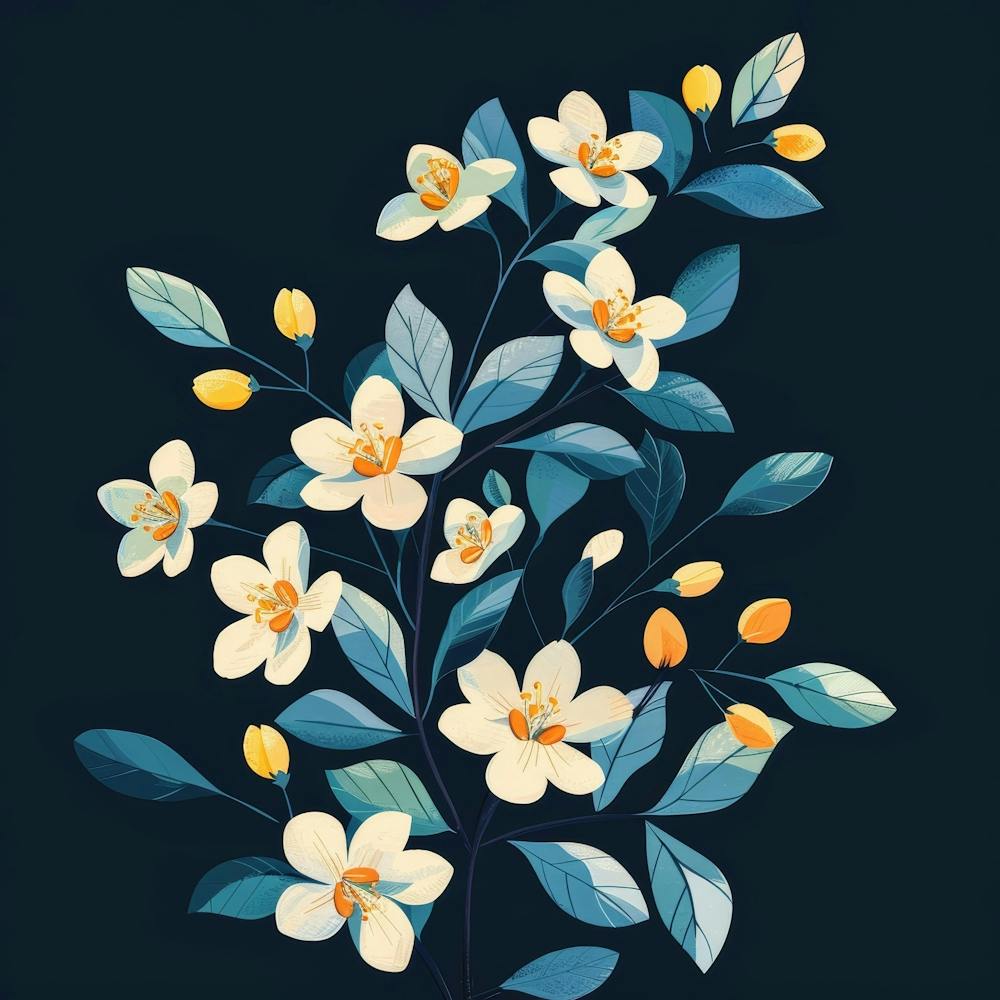 Weiße Blumen Auf Schwarzem Hintergrund 1