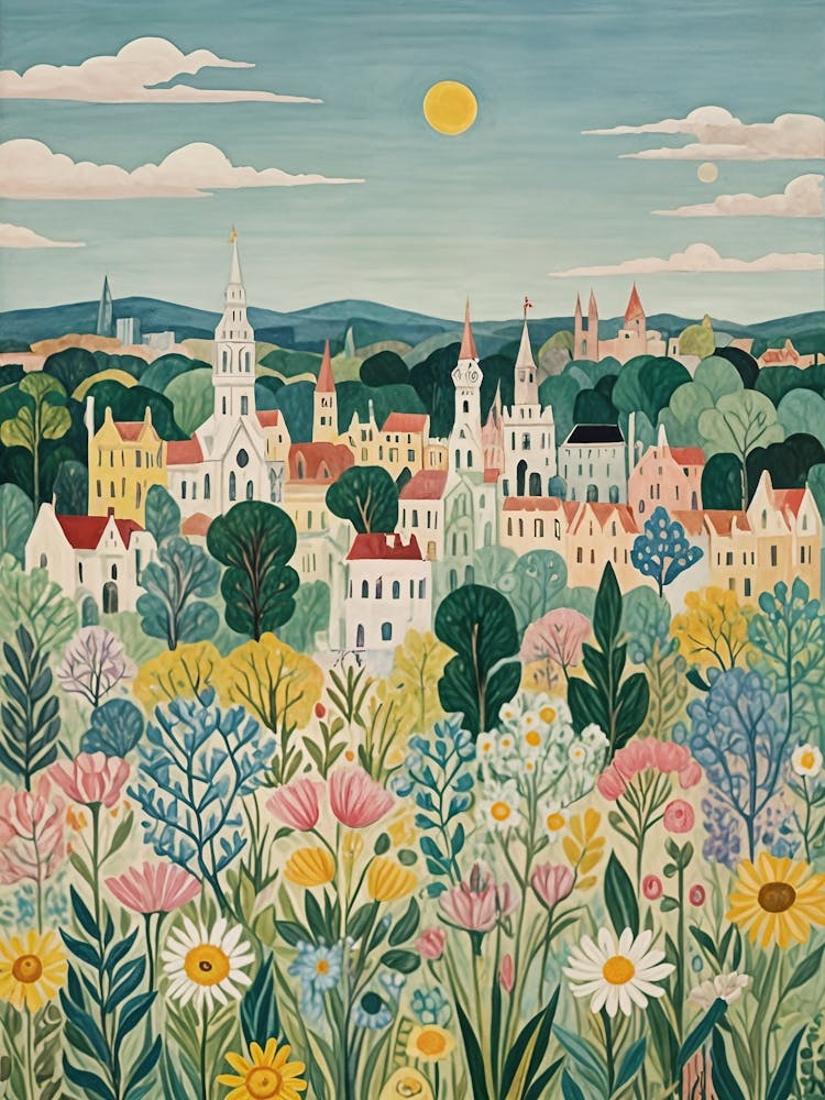 Whimsical Pastel Spring City
