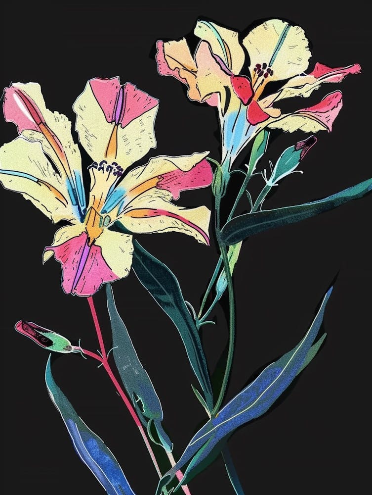 Neon Flowers On Black Lisianthus 4