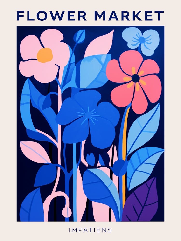 Blue Flower Market Poster Impatiens 3
