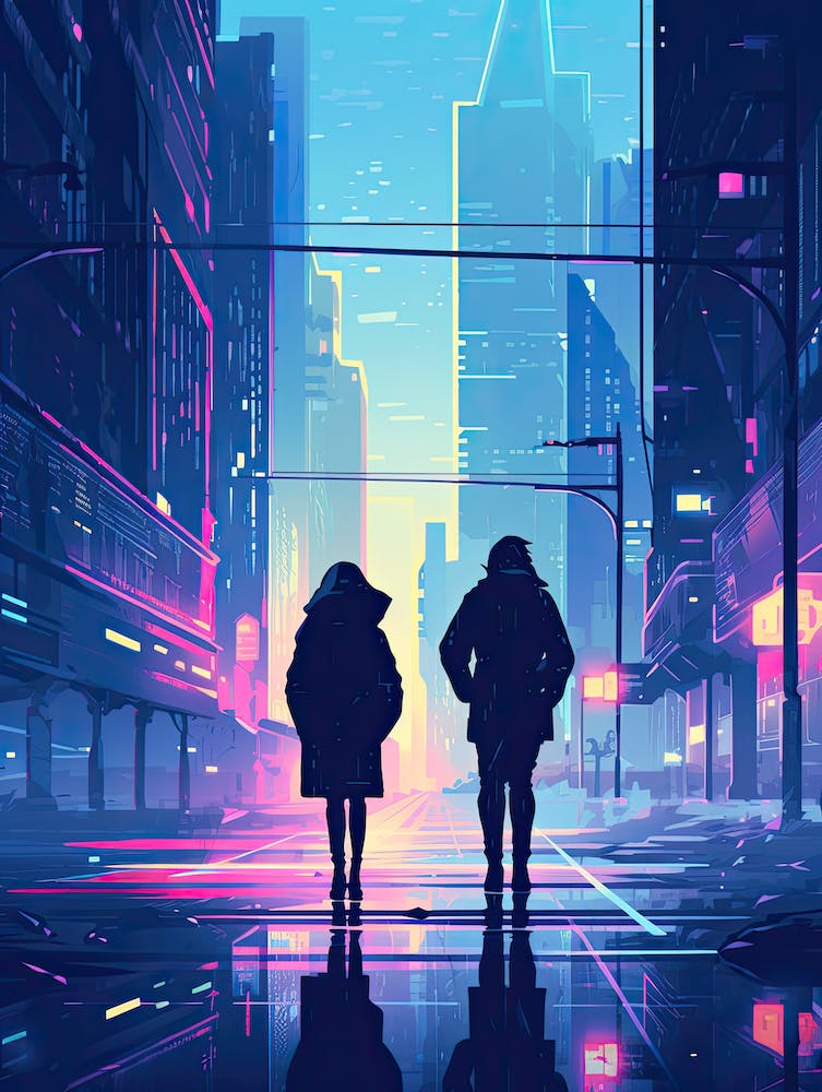 Neon city art