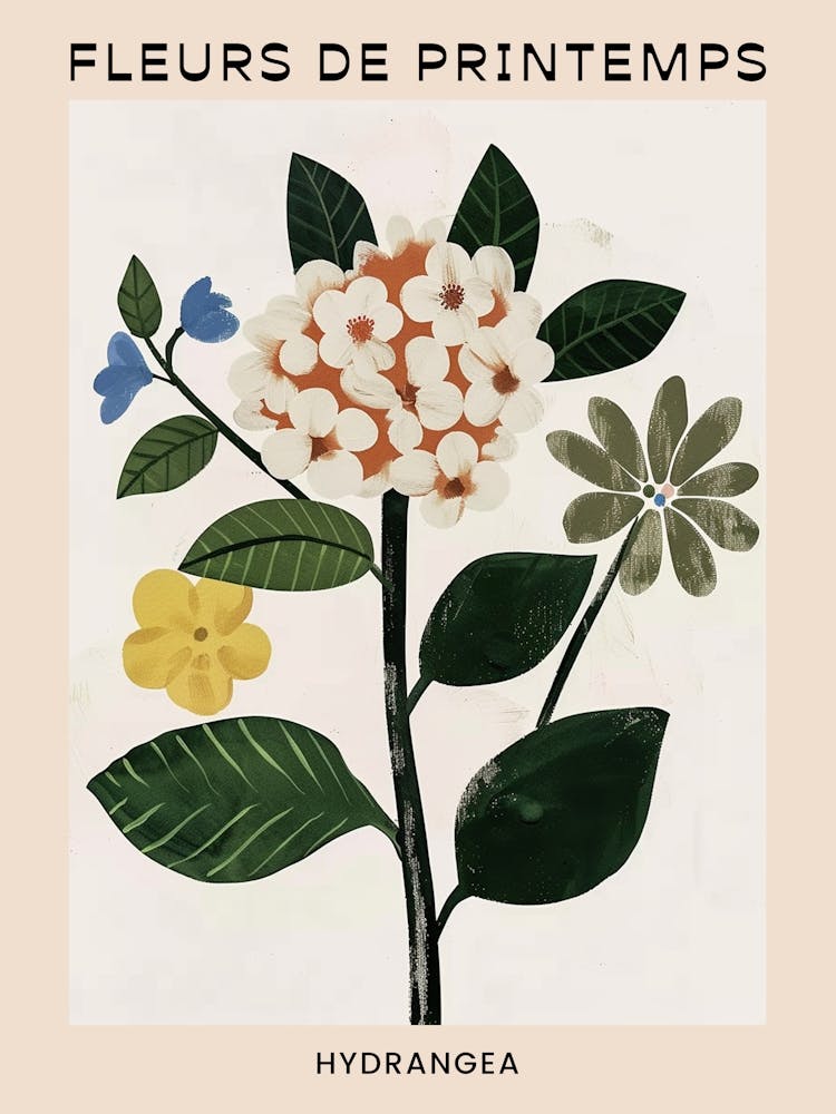 Spring Floral French Poster  Hydrangea 3