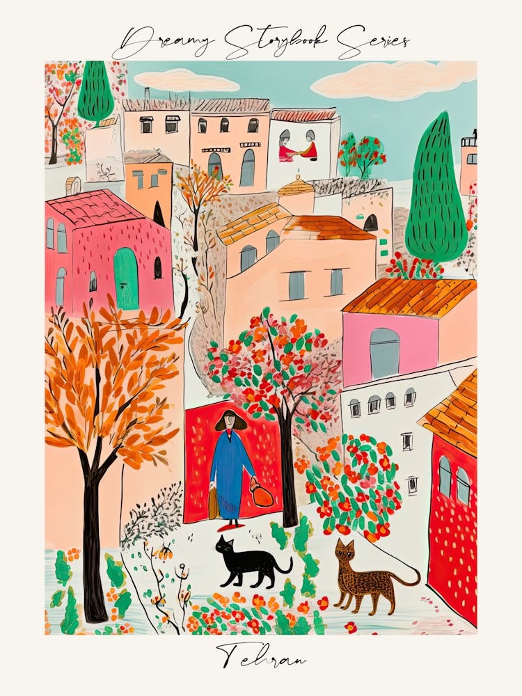 Poster Of Tehran, Dreamy Storybook Illustration 3