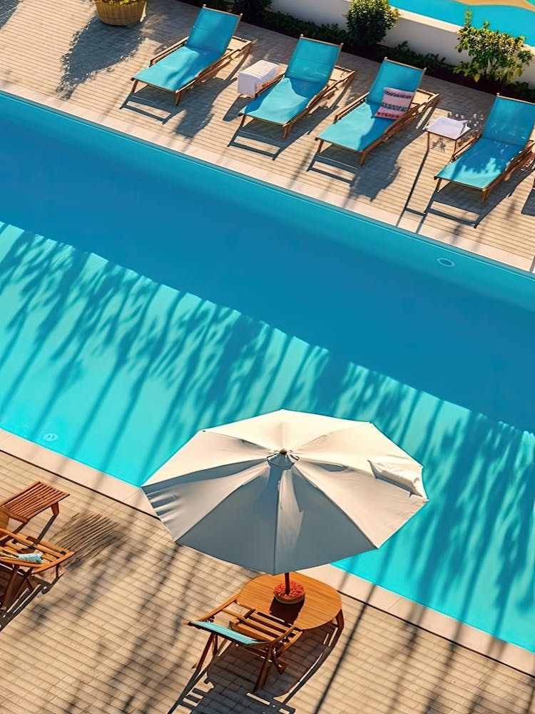 Umbrellas Swimming Pool Aerial View