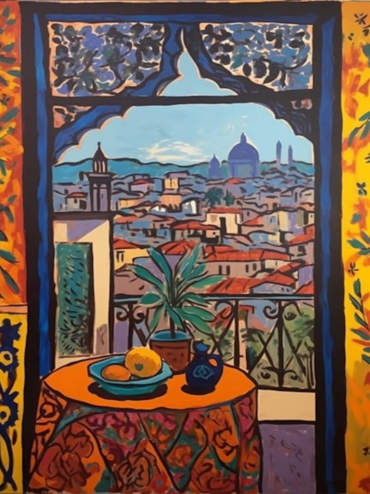 Window View Of Florence In The Style Of Fauvist 4