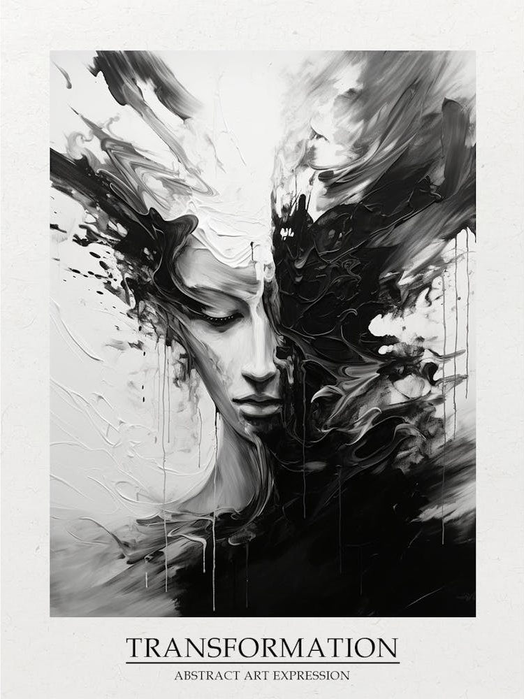 Transformation Abstract Black And White 4 Poster