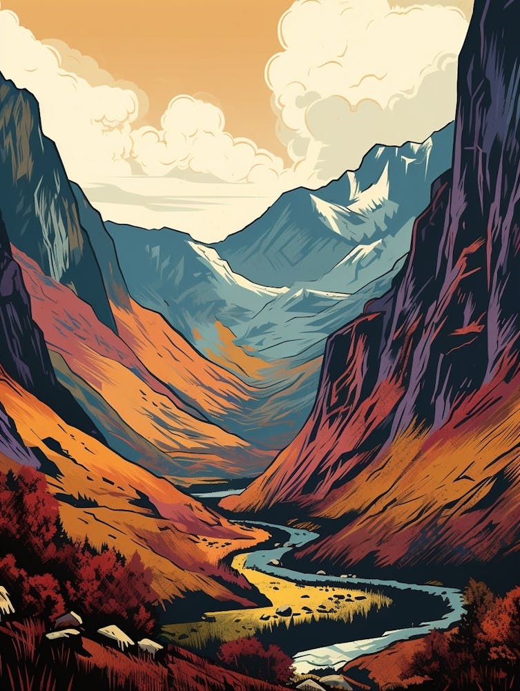 Ben Nevis Scotland 1 Vintage Travel Illustration