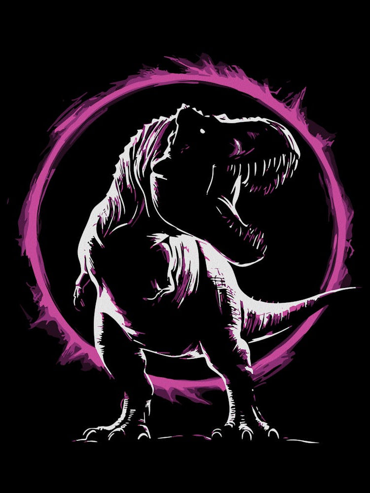 Bold T Rex Silhouette With Neon Ring